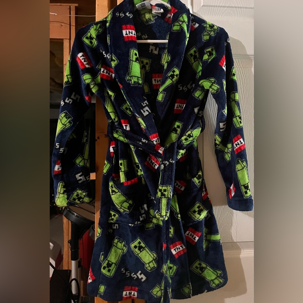 Cozy Kids Robe with Fun Green and Blue Design